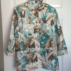 Alfred Dunner - woman’s linen floral button up, jacket/blouse